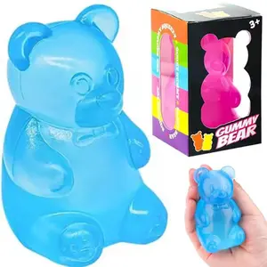 Jumbo Gummy Bear Squishy-High Density Sugar Filled Squeeze Toy-Ultra Soft Maltose Texture Sensory Fidget for Stress Relief-Stretchy Anxiety Relief Desk Toy-Perfect Easter Basket Stuffers Party Favors for Kids Adults