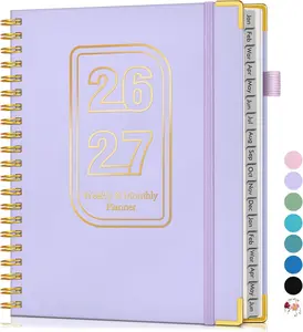 Planner 2026-2027, 18 Months Weekly and Monthly Hardcover Planner, January 2026 - June 2027, 8.5" X 11" A4 Large Daily Calendar Planner Book with Tabs, Spiral Yearly Agenda Organizer Notebook for School Work Home, Purple NOTBOKPA