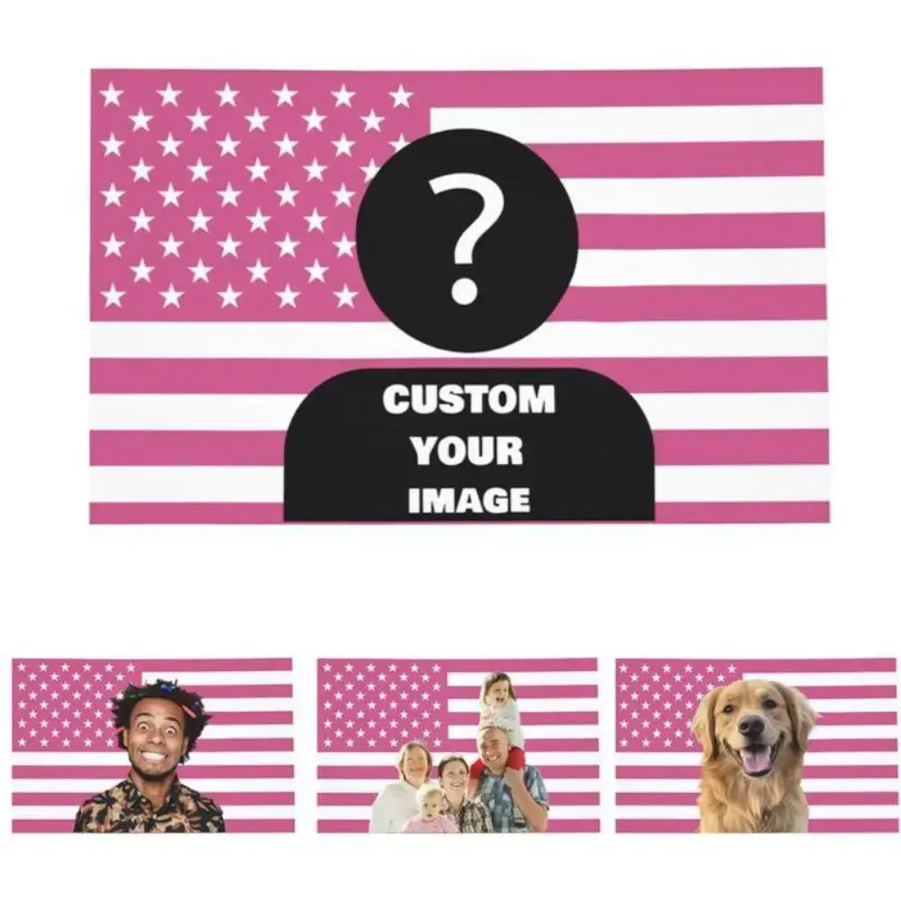 Custom Pink American Flag Personalized Tapestry - Custom Image Design, Retro Tree Accent, Decorative Wall Print - Ideal for Living Rooms, Dormitories, Boyfriend Gifts, Summer Home Decor, Bedroom Decor, Wall Decor