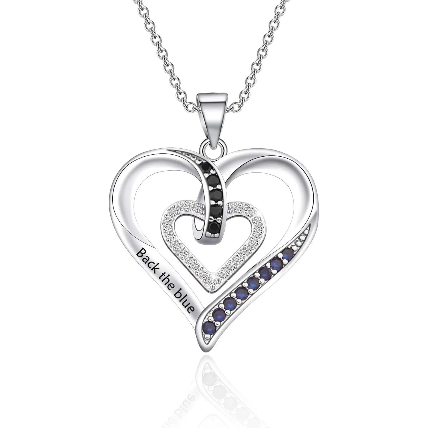 Back The Blue Necklace Police Wife Mom Gift Thin Blue Line Necklace Deputy Wife Jewelry Support Law Enforcement Gift