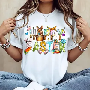Celebrate Spring with a Happy Easter Bunny and Egg TShirt Featuring Carrot and Egg Design