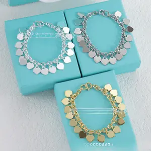 New Heart Letter Bracelet Retro Internet Celebrity Fashion Versatile Tassel Design Personalized Jewelry Trendy Couple Valentine's Day Gift