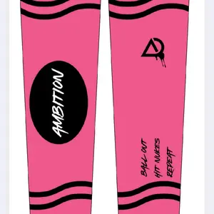 Crayon Arm Sleeve - Pink Design with Ambition Text and Black Graphic Elements