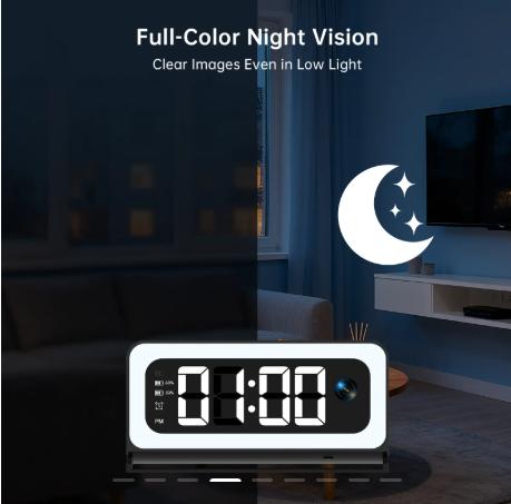 Smart Digital Clock Camera with Dual Band WiFi (5GHz & 2.4GHz) | Home Security & Real-Time Monitoring System