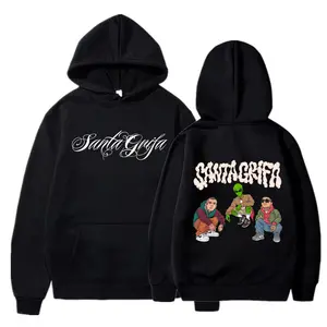 La Santa Grifa Vintage Hoodie Merch 2024 Tour Double Sided Graphic Print Hoodie Long Sleeve Hooded Sweatshirts Streetwear Hip Hop Style Tour Music 2024, Merch for Fan, Music Fan Gift, Gift for Her Him, Birthday Gift Idea