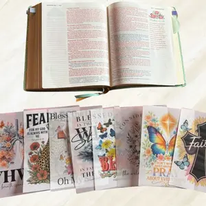 New Set Bible Tip-Ins Set of 8 Handmade 5x7 Scripture Inserts for Bible Journaling Floral Faith Cards in Cardstock or Vellum