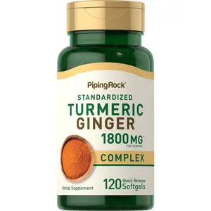 Piping Rock Turmeric and Ginger Supplement 1800mg | 120 Softgels | with Black Pepper Extract | Herbal Extract Complex | Non-GMO, Gluten Free