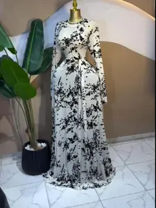 PULKRITU Women's Floral, Print O-Neck Knot Waist A-Line Maxi Dress, Long Flowy Waist Draped Party Dress, Romantic Vacation Wear, Cocktail Long Sleeve Dresses, Beach Holiday Dressy Fit Dresses
