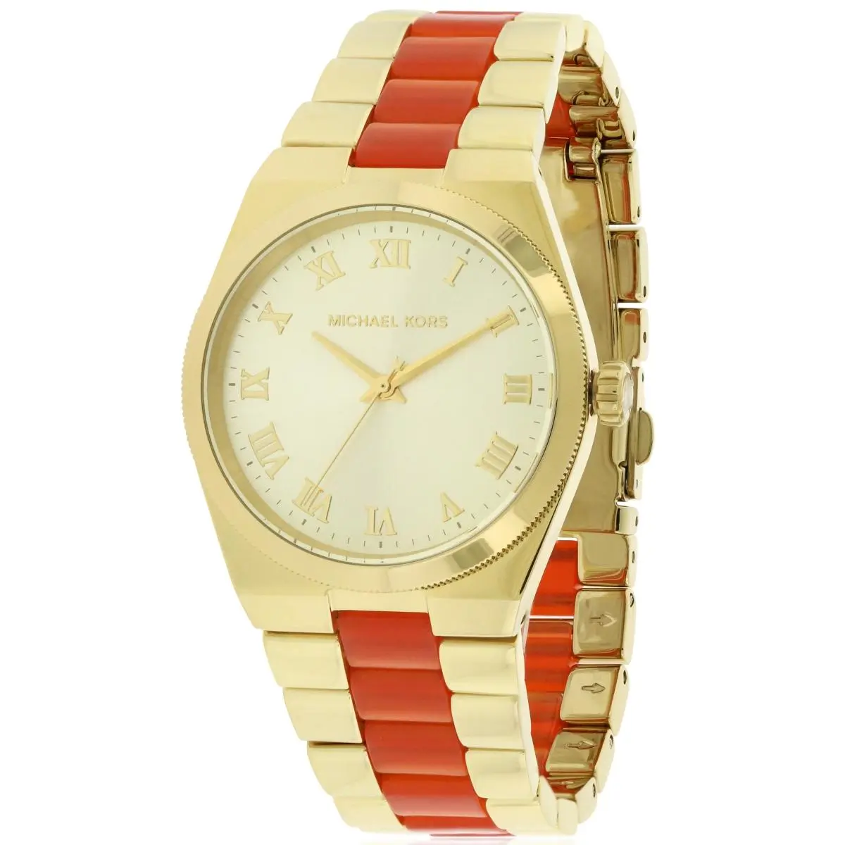 Michael Kors Channing Fashion Women's Watch - Gold-Tone Metal Case, 38 mm Dial, Quartz Movement, 30M - 50M Water Resistance, Model MK6153, Ladies, Round, Stainless Steel, None