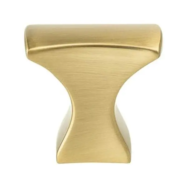 1.25 in (1 1/4in) Aspire Modern Hourglass Shape Door Knob, Brushed Gold, 3/4in, Curves and Straight Lines Design for Bath Hardware