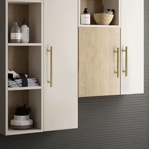 12pcs Gold Cabinet Handles, Wardrobe, Drawer, Kitchen Cabinet Handles, Stainless Steel Brushed Plated Handles, Powder Coated, Includes Installation Screws, Eas