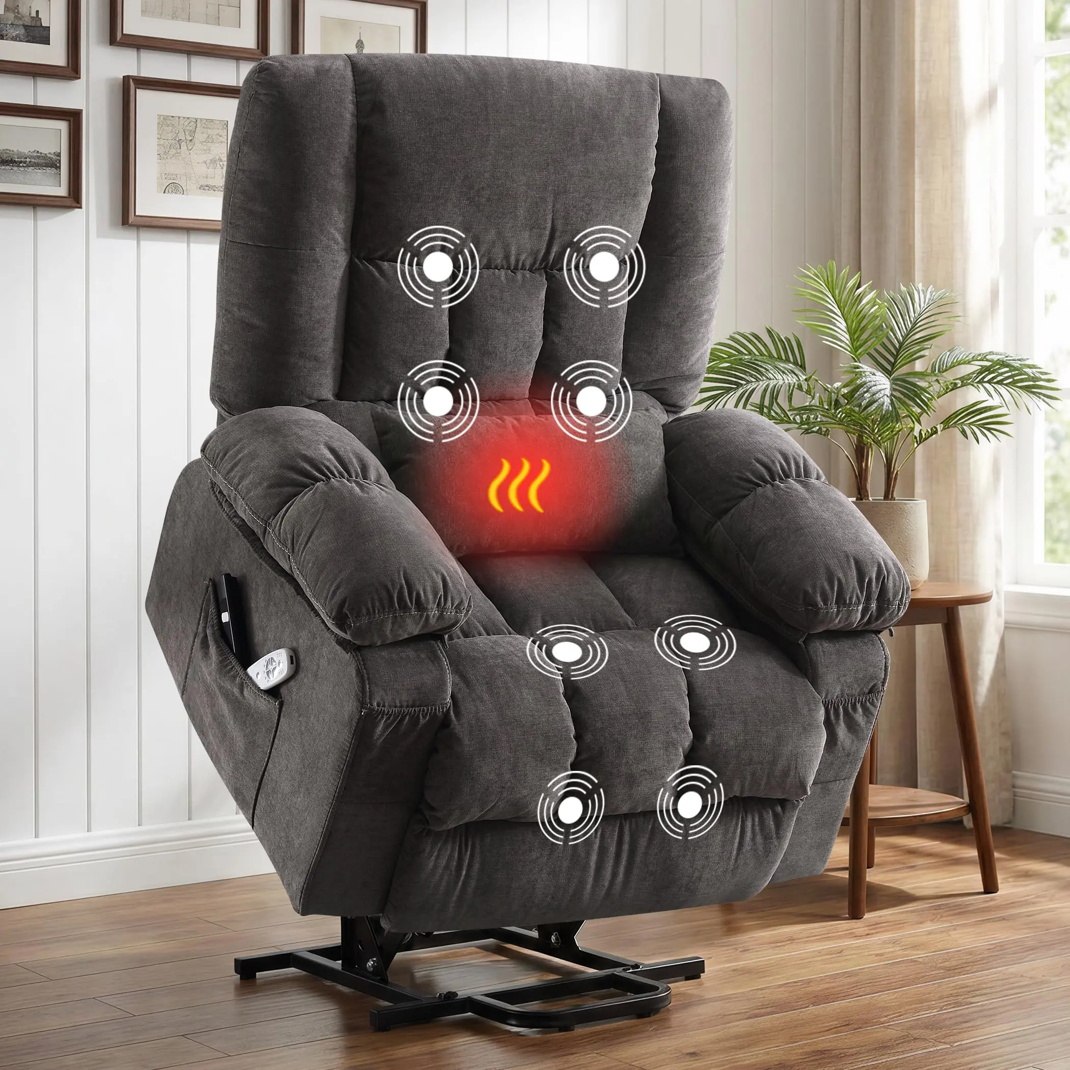 Jonpony Power Lift Recliner Chair with Massage and Heat for Elderly, Electric Lift Chair with USB Charging Runction and Side Pockets, Suitable for Living Rooms and bedrooms