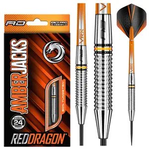 Red Dragon Darts Amberjack 17 Tungsten Steel Tip Darts, Knurled Grip, Precision Cuts
