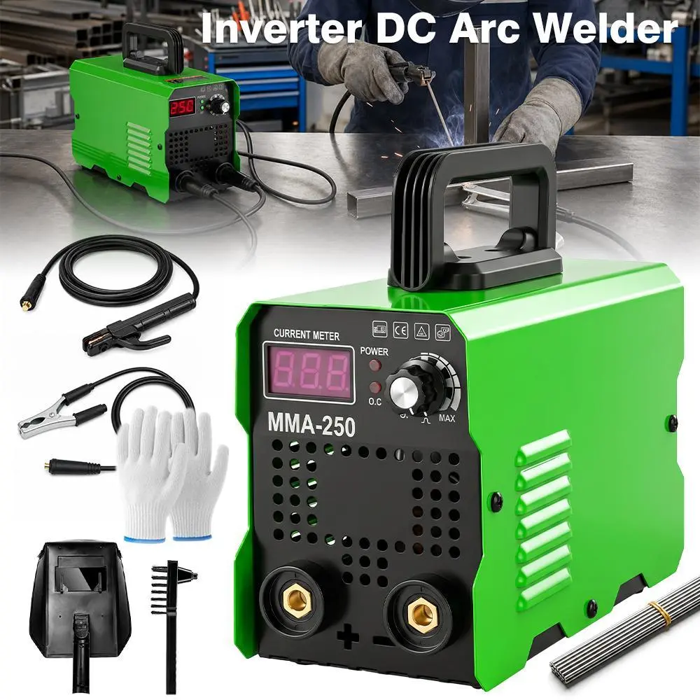 【Back To School】110V Input IGBT Inverter Arc Welder with Carry Handle, Portable Digital LCD Display Stick Welding Full Kit, Compact Carbon Steel Welding Equipment for Garage