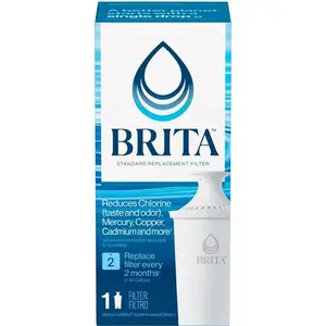Brita Standard Water Filter - BPA-Free Replacement for Brita Pitcher Dispenser Systems - Reduces Chlorine Taste Odor Mercury Copper Cadmium & More - 1 Filter Lasts 2 Months 40 Gallons