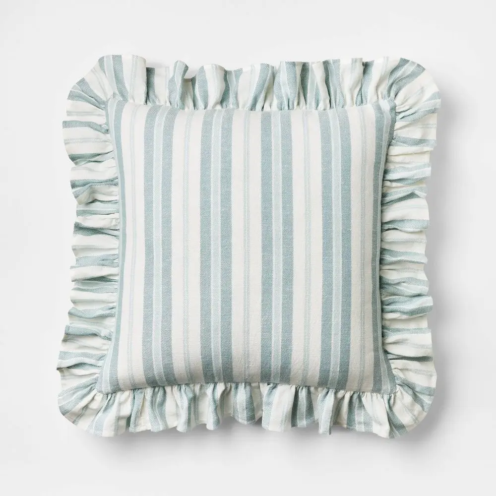 Square Woven Stripe Throw Pillow with Ruffle - Threshold designed with Studio McGee