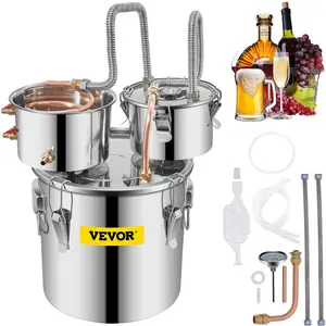 fathersdaygift  VEVOR Moonshine Still Distiller 3Gal 12L Stainless Steel Water Distiller Copper Tube with Circulating Pump Home Brewing Kit Build-in Thermometer for DIY Whisky Wine Brandy Spirits