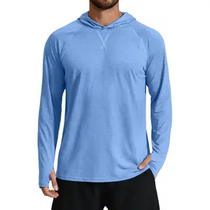 Men's UPF 50+ Fishing Shirt Lightweight Quick Dry UV Sun Protection Hoodie Long Sleeve SPF Hiking Running Rash Guard