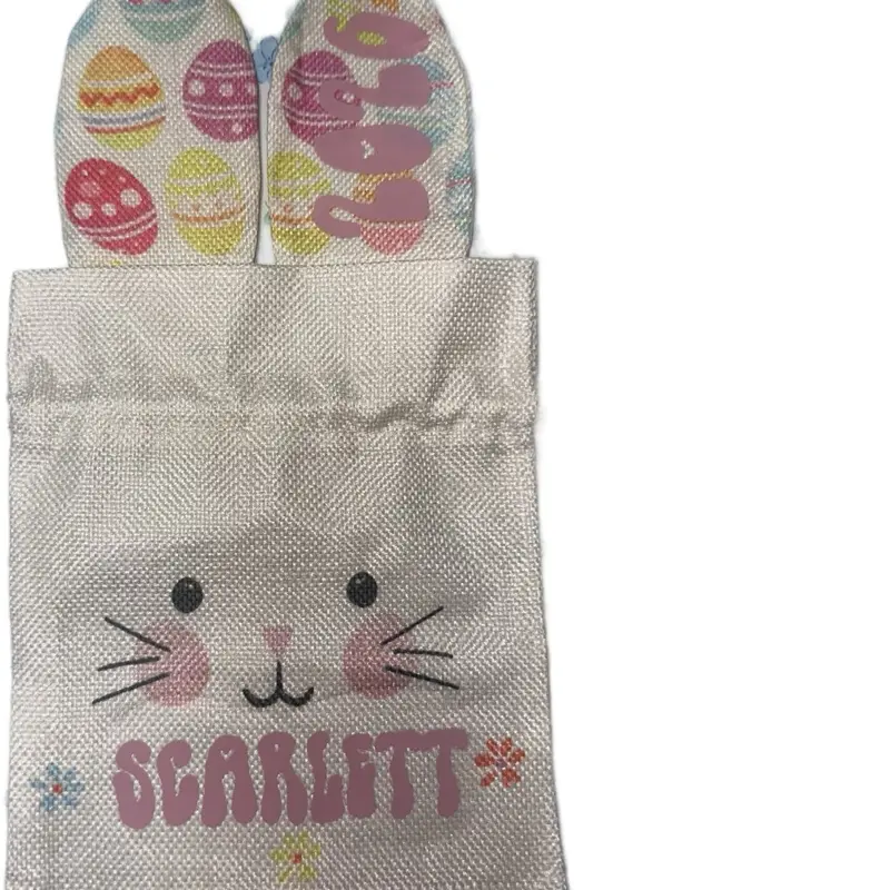 Personalized Easter Bunny Drawstring Treat Bag | Custom Name & Year Easter Gift