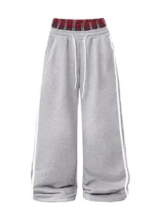 Men's Casual Loose-Fitting Straight-Leg Athletic Pants, Drawstring Waist Design, Pockets & Graphic Pattern, Fall/winter Wear