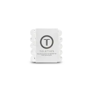 TELETIES - Crystal Clear - Tiny Hair Ties - Pack of Five - Strong Grip - No Rip