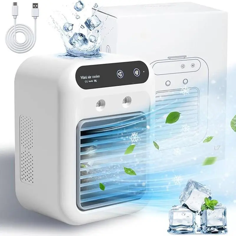 Portable Air Conditioner 3-in-1 – 2-Speed Mist Fan,  Mini Air Cooler for All Scenes – Instant Cooling, Quiet & Portable，25w Rechargeable Mini Portable Air Conditioner, Air Cooler Fan, Small Indoor Air Conditioner for Bedroom, Office, Home Appliance