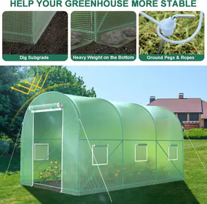 Walk-in Greenhouse, Heavy Duty Tunnel Green House for Outdoors, Portable Green Houses for Outside, Winter Hot House with Metal Frame & Roll-up Zipper Door Screen Windows