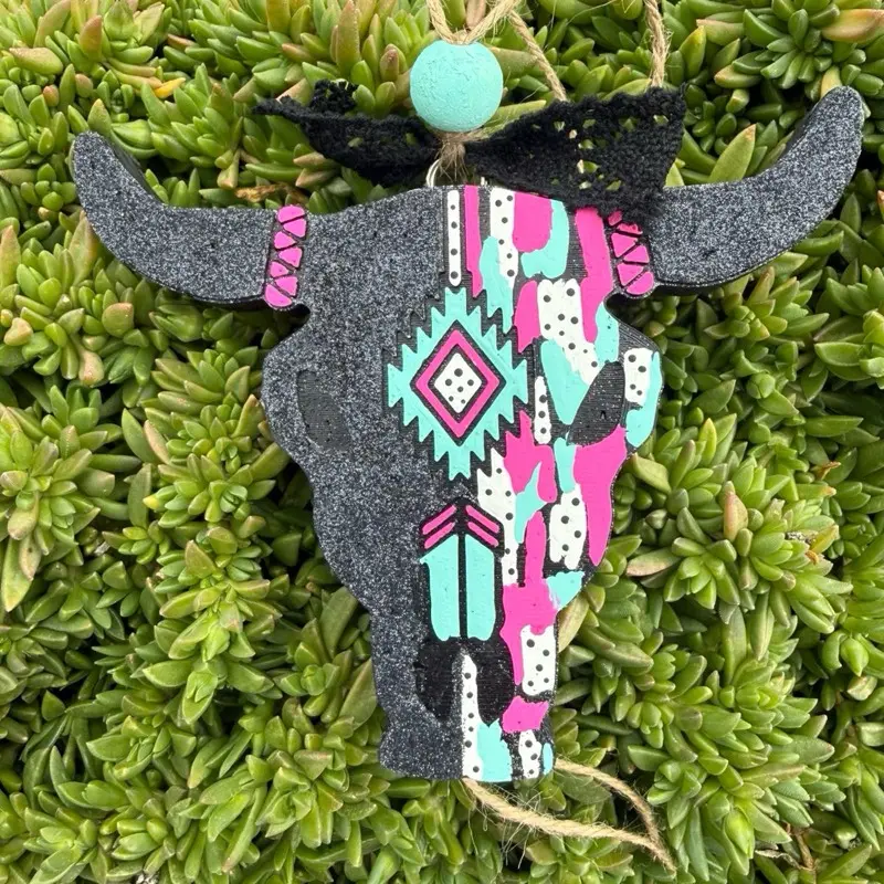 Bull car freshie air freshener large freshie western neon pink turquoise