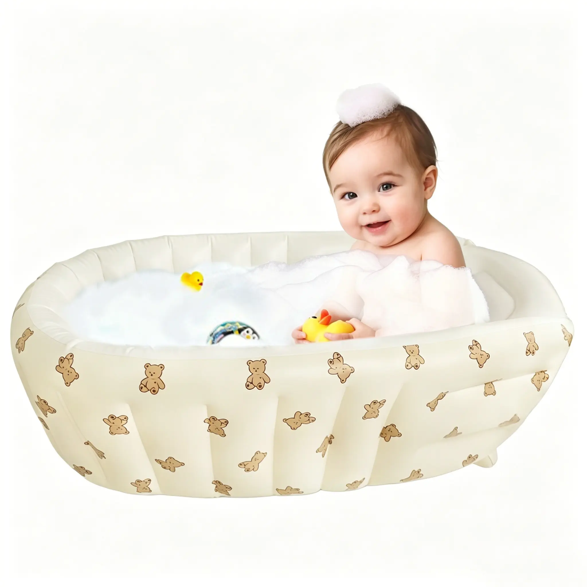 Inflatable Baby Bath Tub Portable Foldable Travel Mini Pool, Non-Slip Baby Pool for Sitting Up, Newborn Baby Bathtub&air Pump Accessories. Back To School