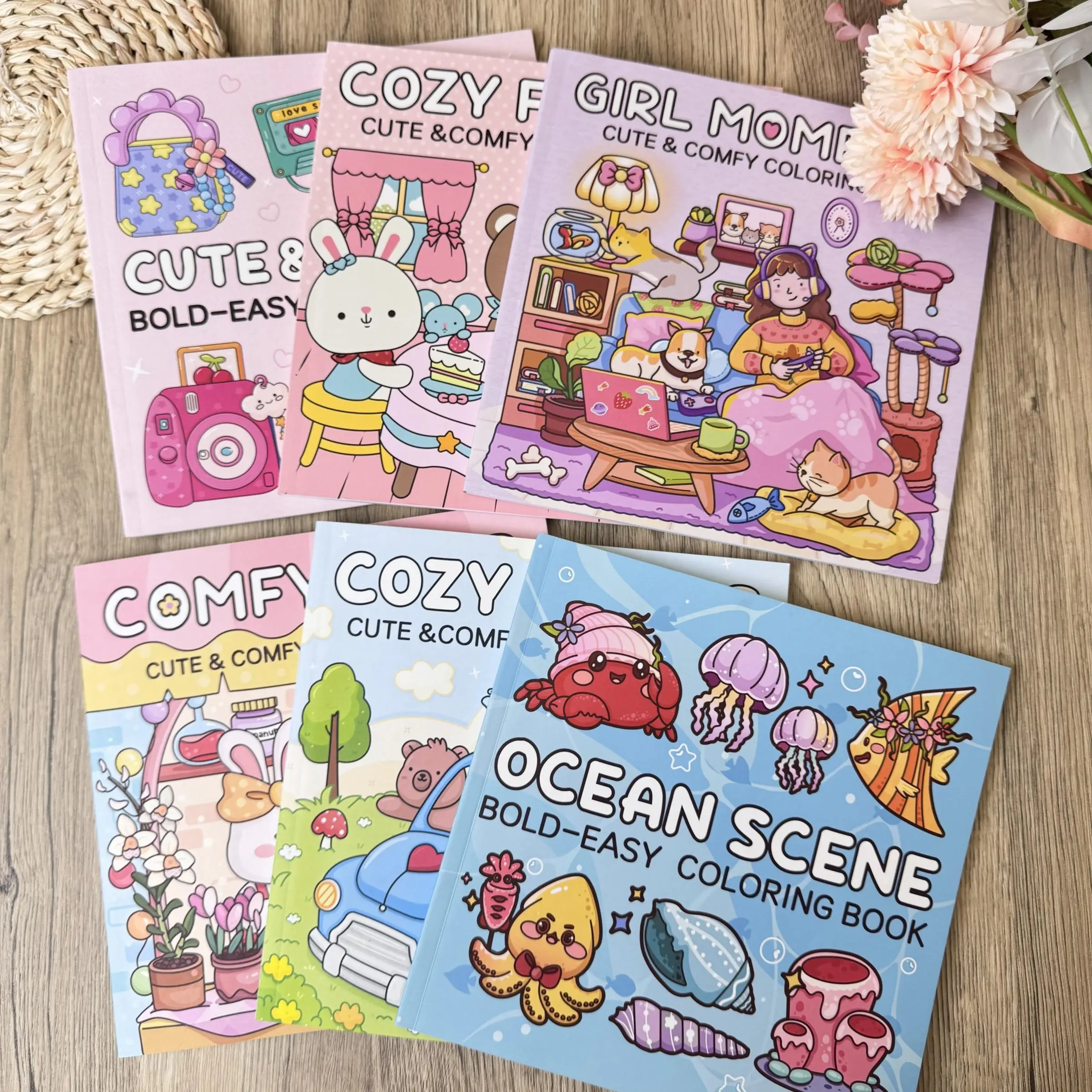 Multi-themed Cute Colouring Book, 3-piece Set with Rich Patterns, Enjoy The Drawing Process, Decompression Drawing, Suitable for Daily Leisure, Suitab