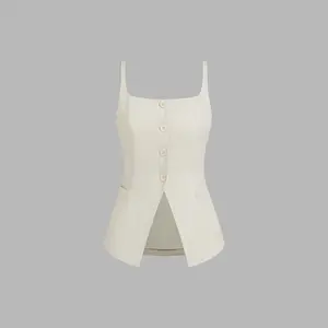 Cider [size 2-10] Square Neck Solid Button Vest SwimWeek SummerWins