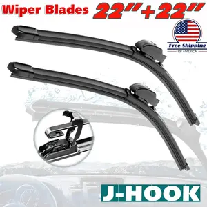 22" & 22" Front Windshield Wiper Blades J-HOOK Bracketless OEM Quality Jointles