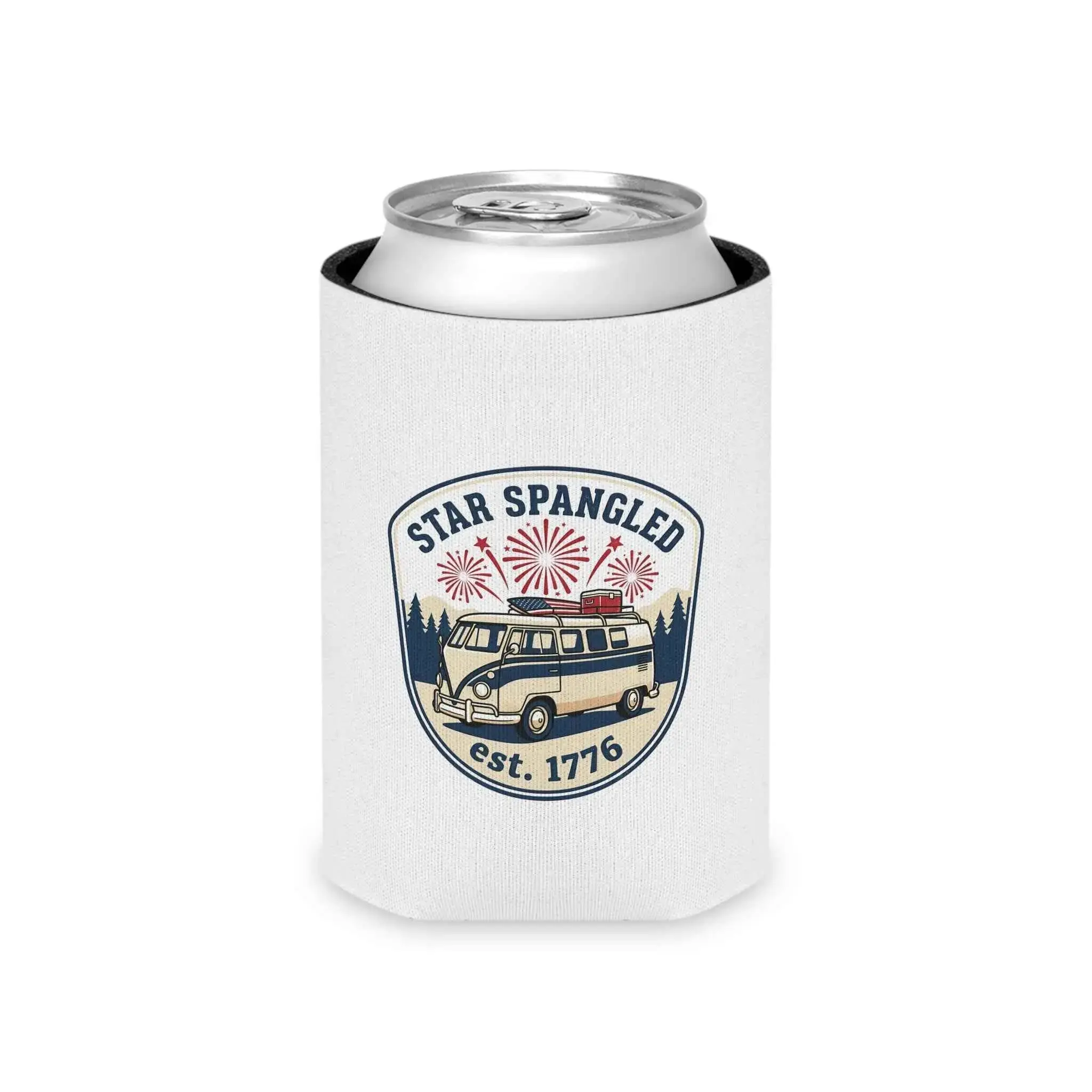 Star-Spangled Van Can Koozie — Patriotic 1776 RV Beer Cooler