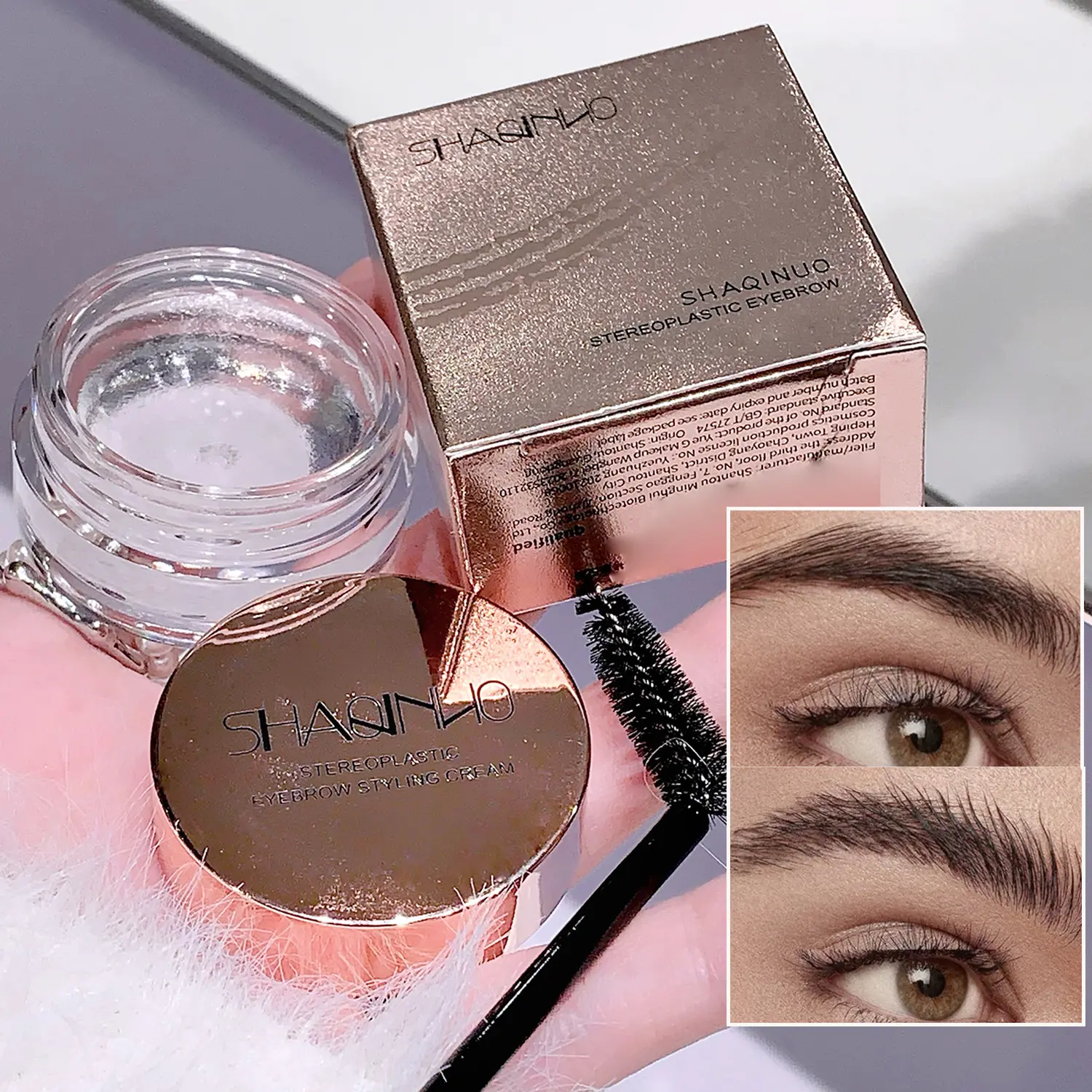 4 pieces, three-dimensional eyebrow wax, clearly defined natural wild eyebrows, eyebrow styling gel, smooth and non-clumpy, easy to color, fixes eyebrow makeup, waterproof, sweatproof, long-lasting, Christmas, Halloween, Thanksgiving holiday gift
