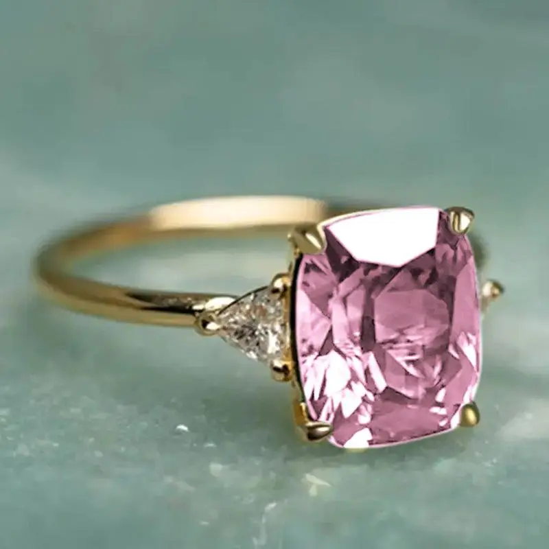 Fashion Elegant Women Emerald Ring Exquisite Gold Engagement Rings Wedding Party Jewelry