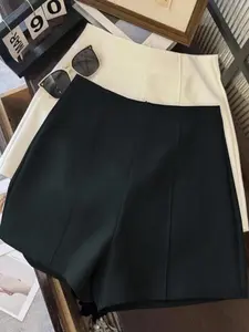 Spring Summer Women's High Waist Ultra Short Pants, Back Zip Design, Fashionable and Simple, Perfect for Daily Commute, Dates, and Romantic Occasions