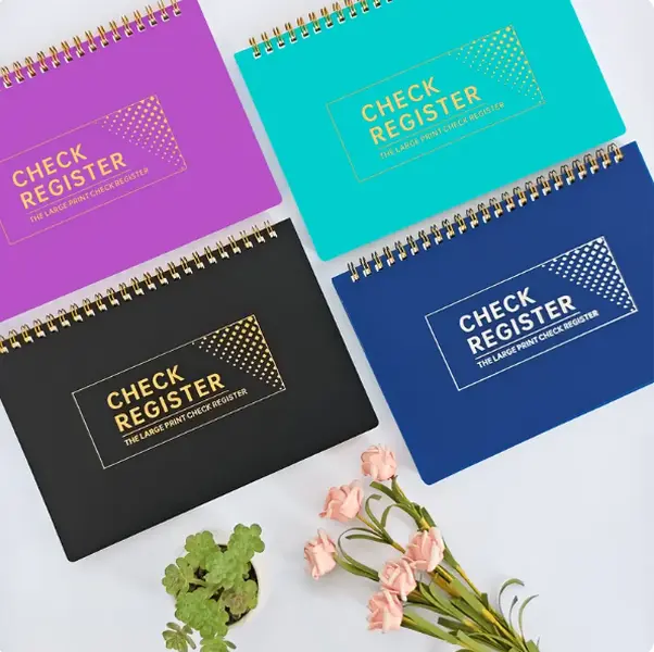 Accounting Ledger Notebook, Large Print Spiral-Bound 8.5”x6” Checkbook Register with Extra Wide Columns for Personal Checks, Debit Card Transactions, Deposits & Running Balance