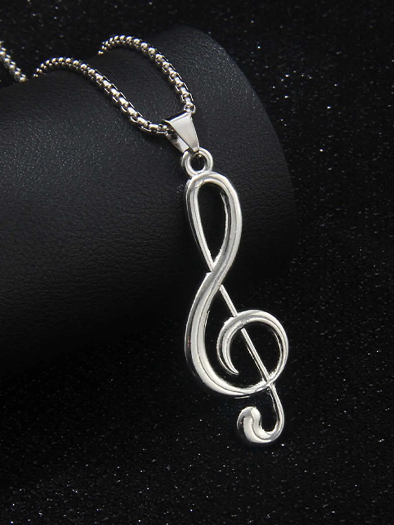 1 Piece of Hip-hop Rock Exaggerated Note Stainless Steel Non Fading Necklace for Men and Women, Simple and Trendy Street Style Party Versatile Long Necklace, Non Tarnish Necklace, Fashionable Jewelry, Fashion Accessory Necklace, Casual Trendy Jewelry