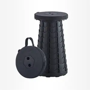 Collapsible Stool, Lightweight But Sturdy, Portable Retractable Folding Telescoping Foldable Camping Stool for Adults Outdoor Fishing Hiking Travel BBQ