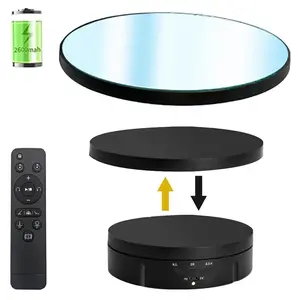 3 in 1 Mirror Rotating Display Stand with 5.9/7.08/8.66 inch Replacement Cover, 360 Degree Rotating Display Stand with Remote Control for Photography and Video Show,Max Load 22Lbs-Black display stand Universal Electric Camera Digital Automatic  Adjustable