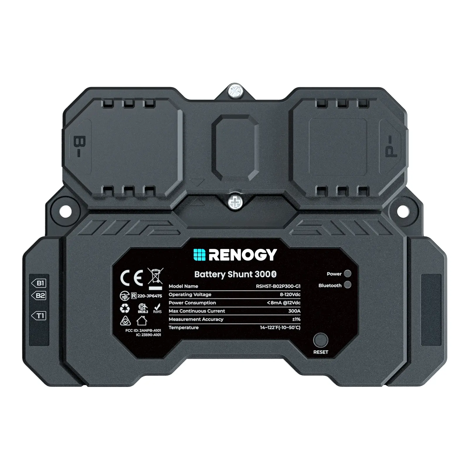 Renogy Battery Shunt 300 | High-Precision 500A Current Sensor, 8V–120V Monitoring for Lead Acid, LFP, Li-Ion & Ni-MH Battery Systems