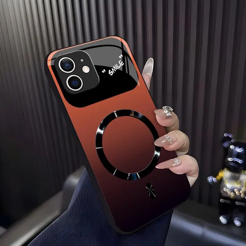 Luxury Sunset Gradient MagSafe-Compatible Glossy Protective Casing, Smartphone-Cellphone Accessory Protector with "SMILE" Design for iPhone 11 (952)