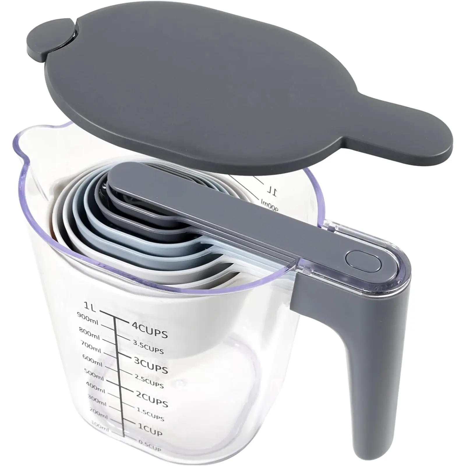 Measuring Cups and Spoons Set 10 Pieces Stackable with Lid BPA Free Dishwasher Safe for Liquid Dry Kitchen Cooking Baking Stackable Design Safe for Home Kitchens