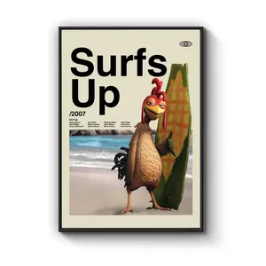 Surfs Up Chicken Joe Print, Premium Artwork Film Poster, Wall Decor Modern Vibe Wall Poster