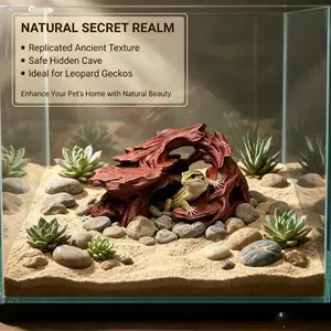 Buried Sand Reptile Tank Decorative Log Hideout, Eco-Friendly 3D Printed Pla Material, Anti-Float Base, Ideal for Geckos and Iguanas