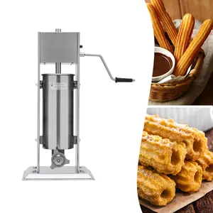 Stainless Steel Churros Machine 1.32gal Capacity 6 Dies Manual Operation for Home Bakery Commercial Fried Dough