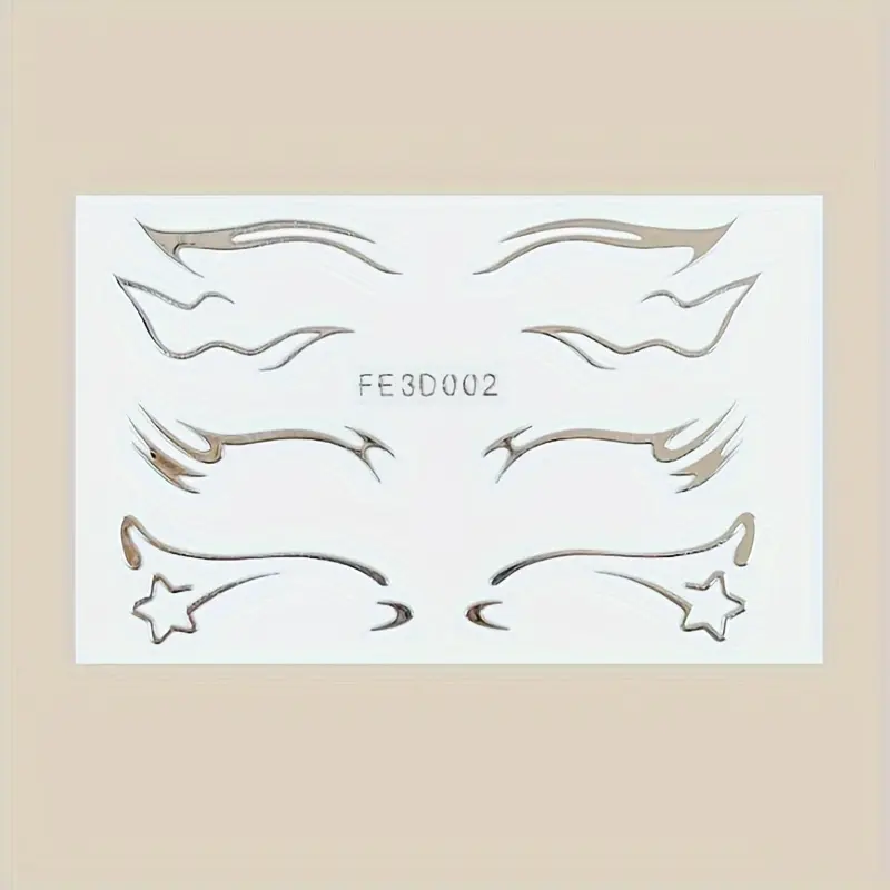 3D Metallic Silver Eyeliner Stickers Set - Easy-Apply Cosmetic Eye Makeup Tool, Temporary Eye Decoration Accessory, Processed Wood Pulp Paper, Suitable for All Skin Types & Colors