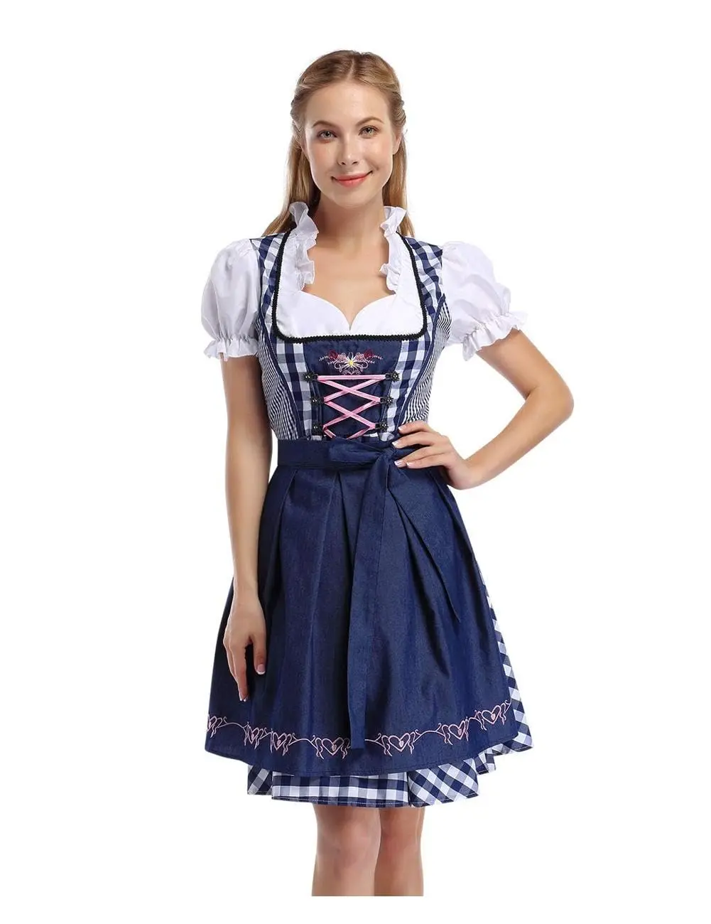 GARVEE Women's Oktoberfest Dress German Dirndl for Bavarian Party Oktoberfest Carnival Halloween, Blue, One Piece, XGG