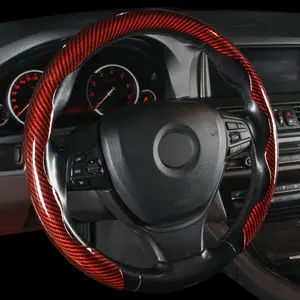 1pc Non-Slip Carbon-Like Pattern One-Piece Steering Wheel Cover - Embedded + Inner Diameter 38cm (14.96") + No Inner Ring, for O-Shaped/Round Steering Wheel