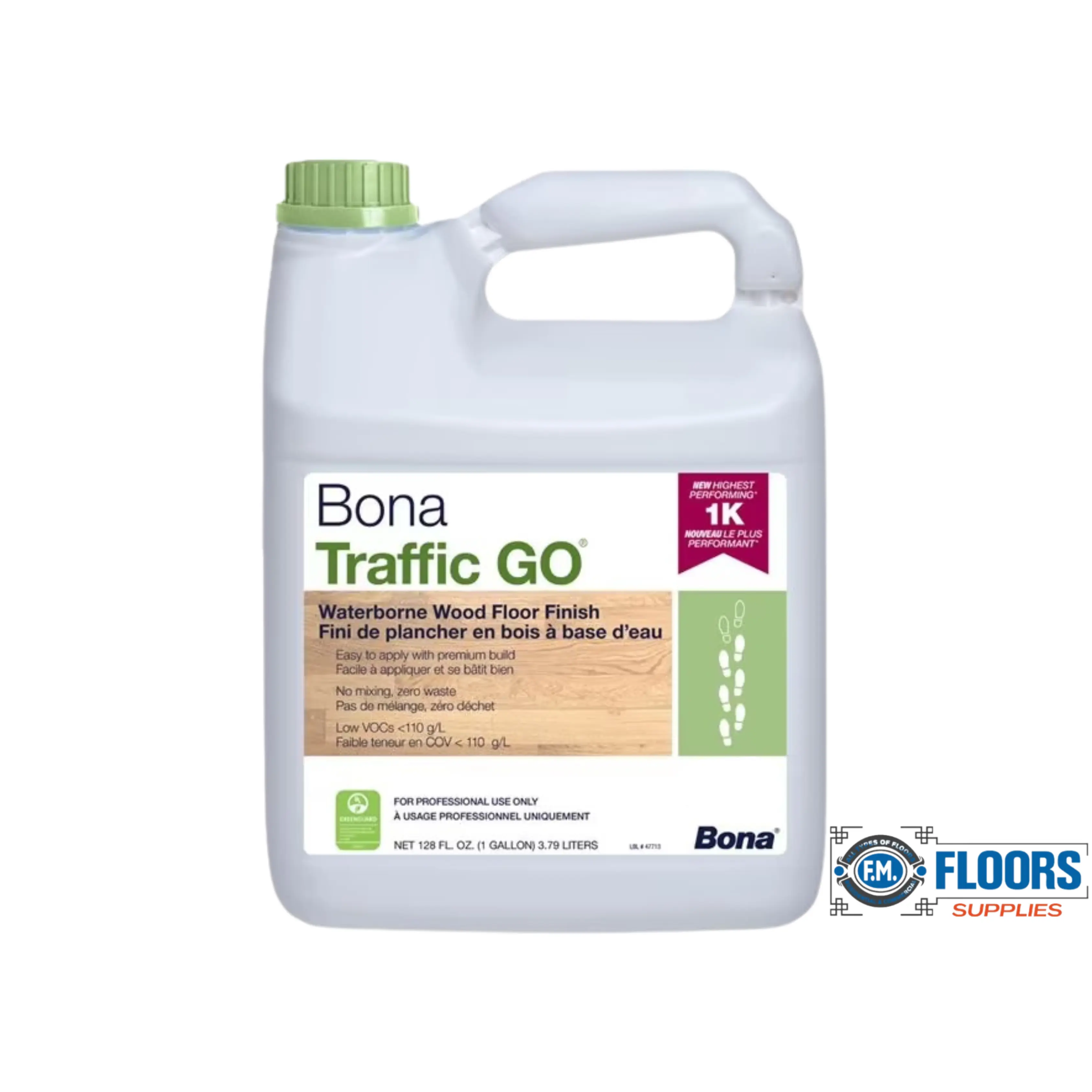 Bona Traffic GO Satin 1-Part Waterborne Liquid Floor Finish - Eco-Friendly, Durable Household Low-Odor Smooth Floor Coating for Home Improvement, School & Home Supplies Projects